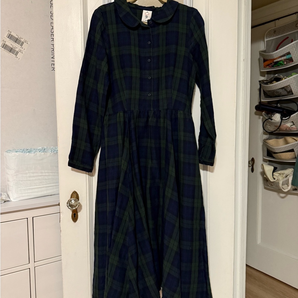 Son de Flor Classic Dress, Long Sleeve - Blue Tartan / M - Picture 2 of 5